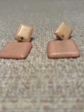 Noonday Collection Blush and Beige Dangle Square Earrings